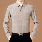 Linen Long-sleeved Business Casual Shirt For Men Cotton And Linen Pockets Non-iron Shirt